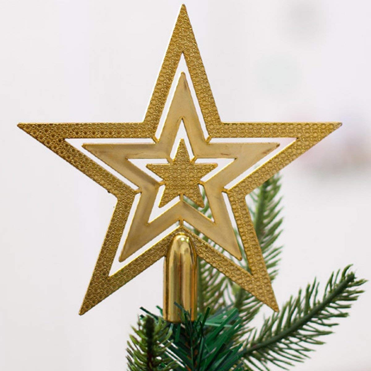 Large golden star topper for Christmas tree top decor