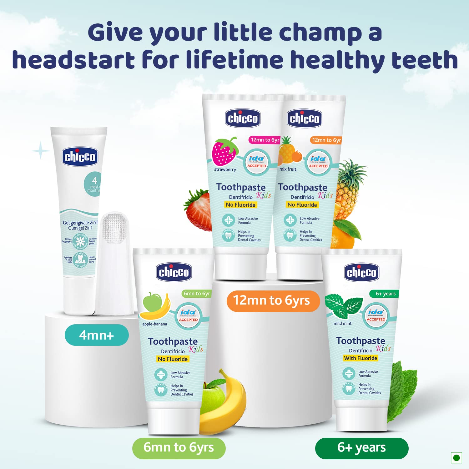 Chicco Toothpaste for Kids Best for Baby (1y-6y), Mix Fruit Flavour, 50g – view 4