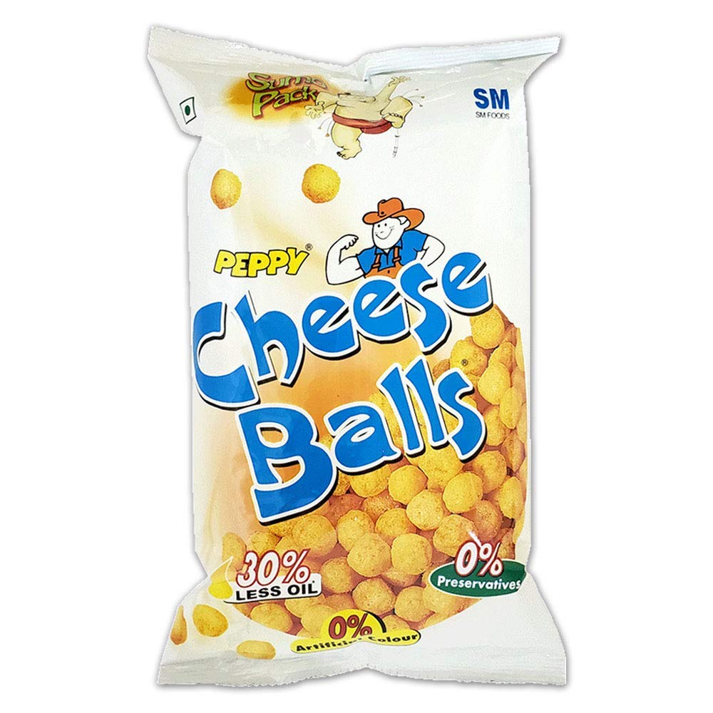 Front pack of Peppy Cheese Balls cheese-flavored vegan snack