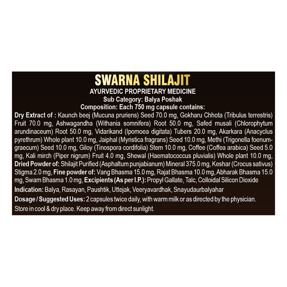 Swarna Shilajit Capsule 750 mg – view 3