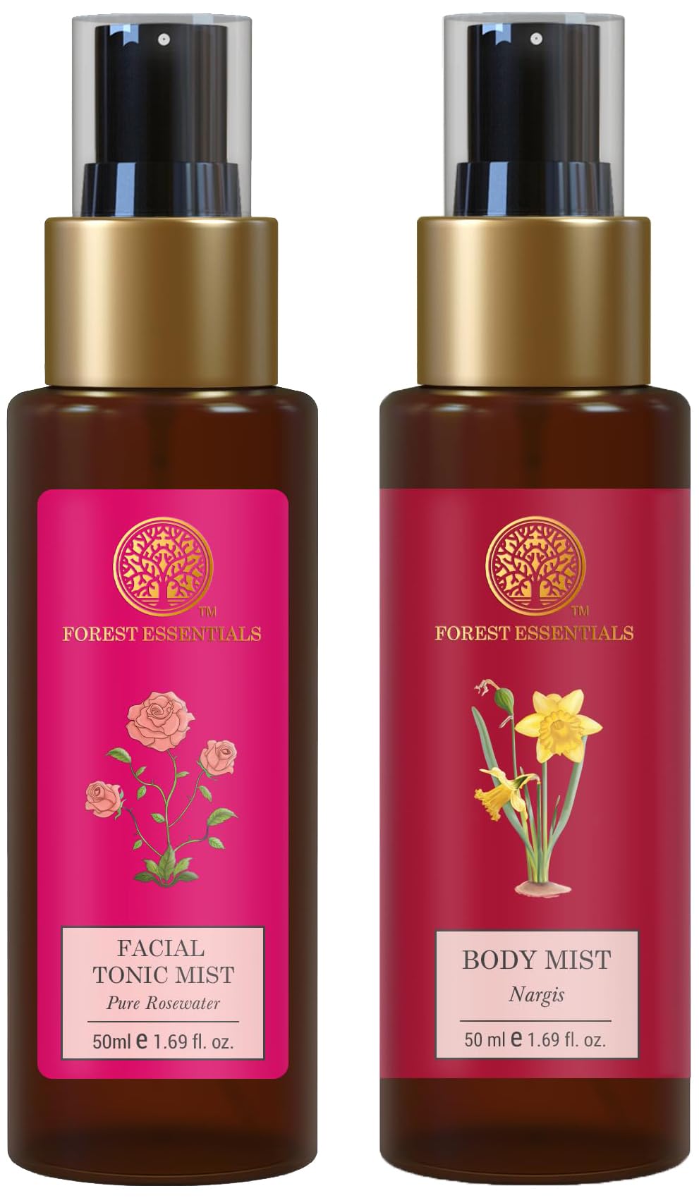 Travel-size Nargis body mist with pure rosewater facial tonic