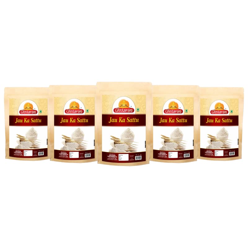 Ghotaram Authentic Bharatpur Special Jau Barley Barli Joo Jaun Sattu Sattva | Instant Food or Drink enriched with Fibre & Protein | Barley Jau Sattu Drink Powder-1200g(pac 5x 240g)