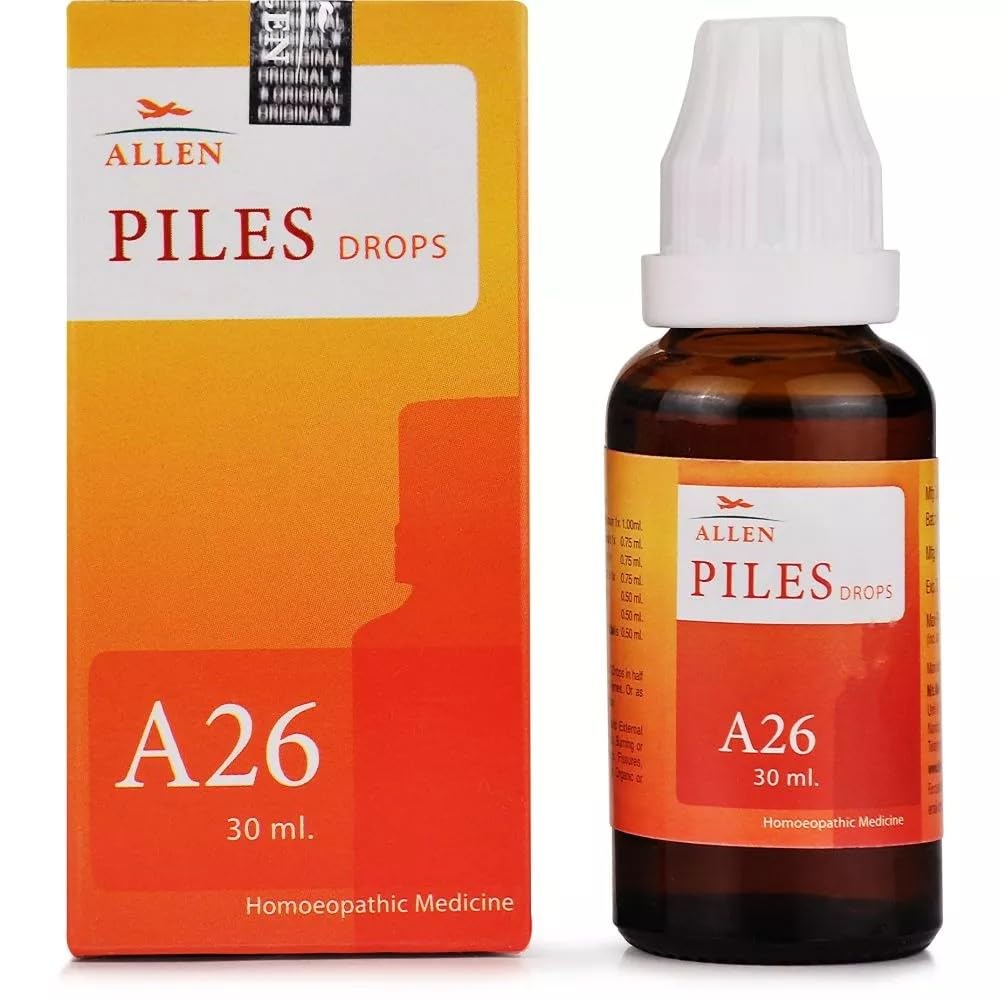 Allen Homeopathy A26 piles drops bottle with dropper cap