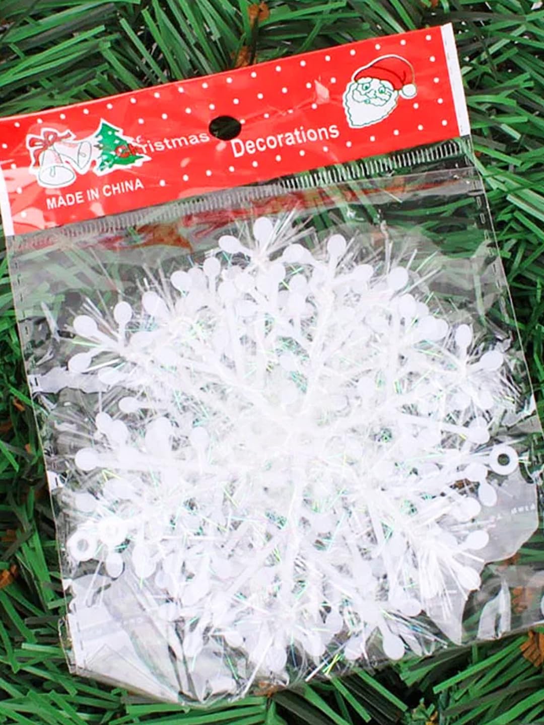 TIED RIBBONS 15 Pcs Christmas Tree Decoration Items Snowflake Hanging Ornaments Props Snow Flakes Xmas Accessories (White, 3.5 inch) - Christmas Decorations Items for Home Office – view 6