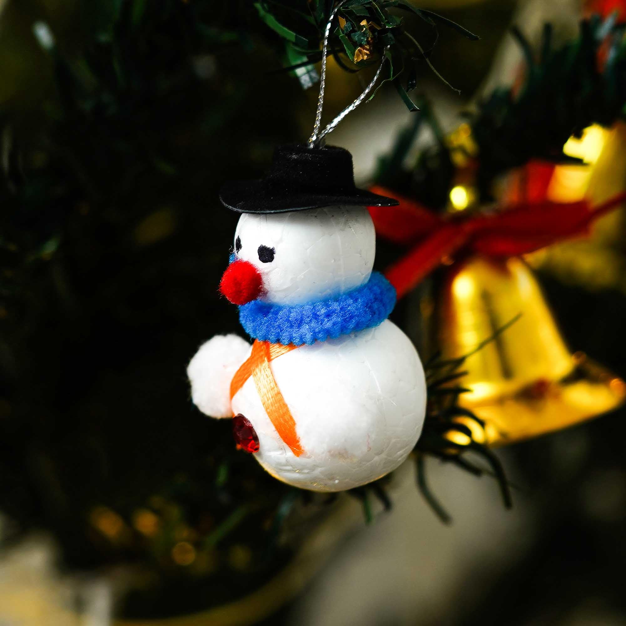 eCraftIndia Merry Christmas Decor Snowman Hanging Ornaments (Pack of 6) Props Christmas Tree Decorations Items for Home Office – view 6