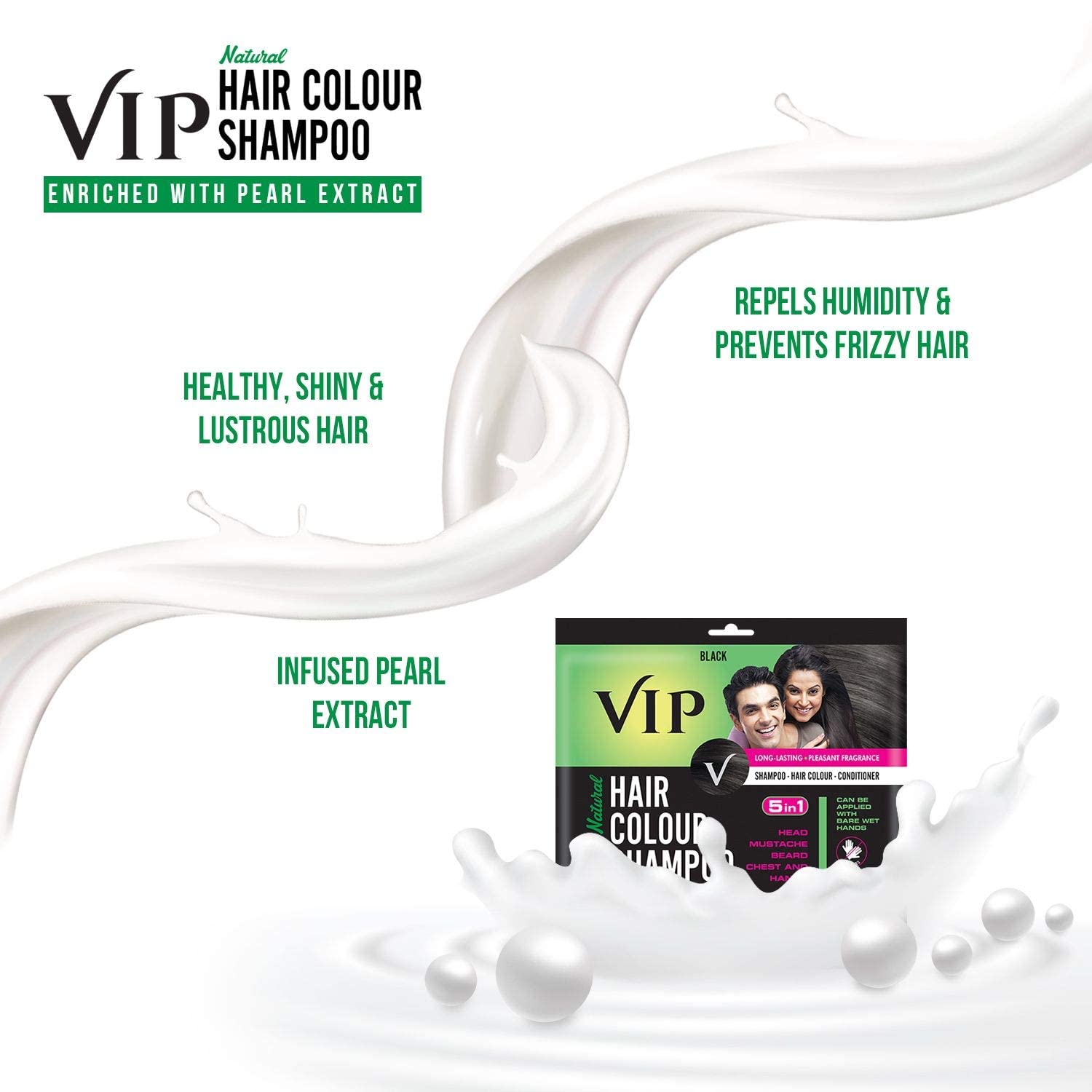 VIP Hair Colour Shampoo Men and Women Natural Black 20ml (Pack of 11) – view 4