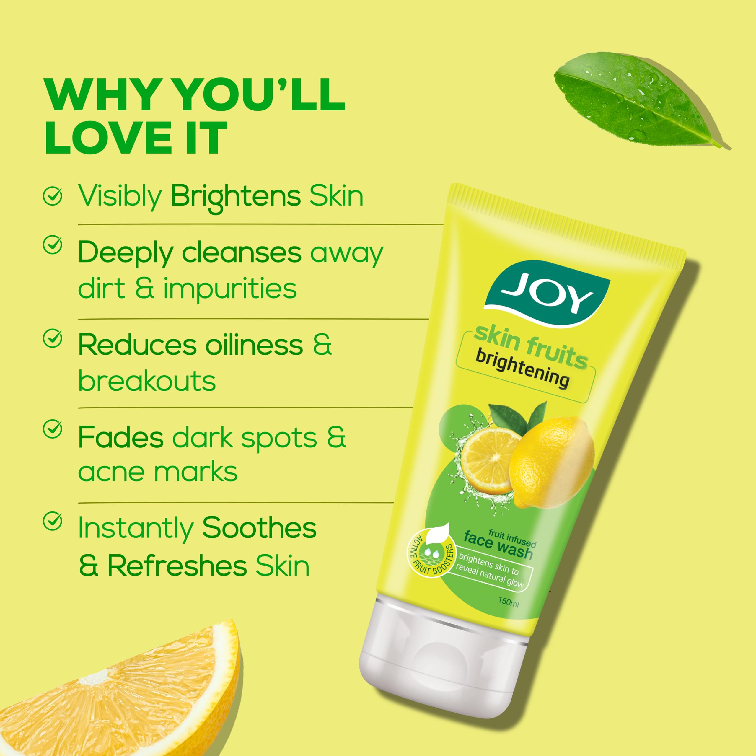 Joy Signature Facewash Combo with Brightening Lemon Face Wash 150ml & Spots & Tan Removing Papaya Face Wash 150ml (2 Items in the set) – view 5