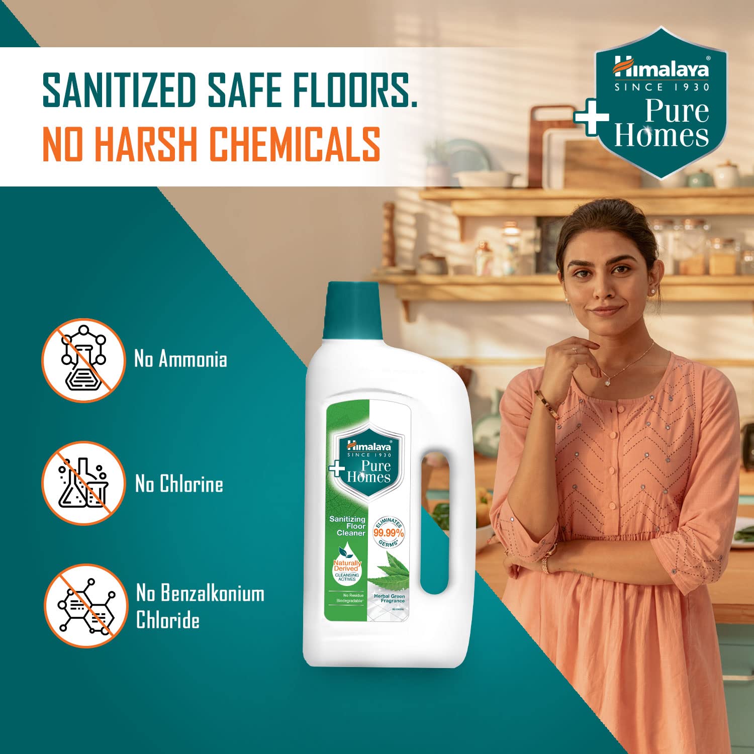 Himalaya Pure Homes Sanitizing Floor Cleaner HERBAL GREEN 1 LITRE (RXZER23) – view 4