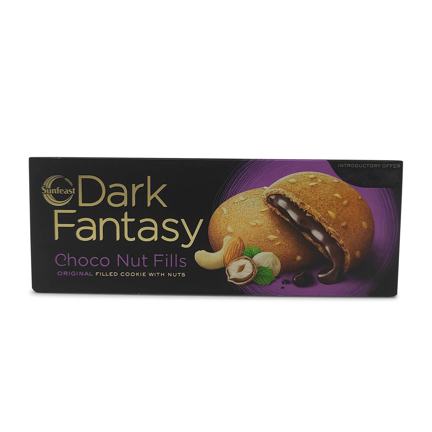 Front view of Sunfeast Dark Fantasy Choco Nut Fills Cookies pouch