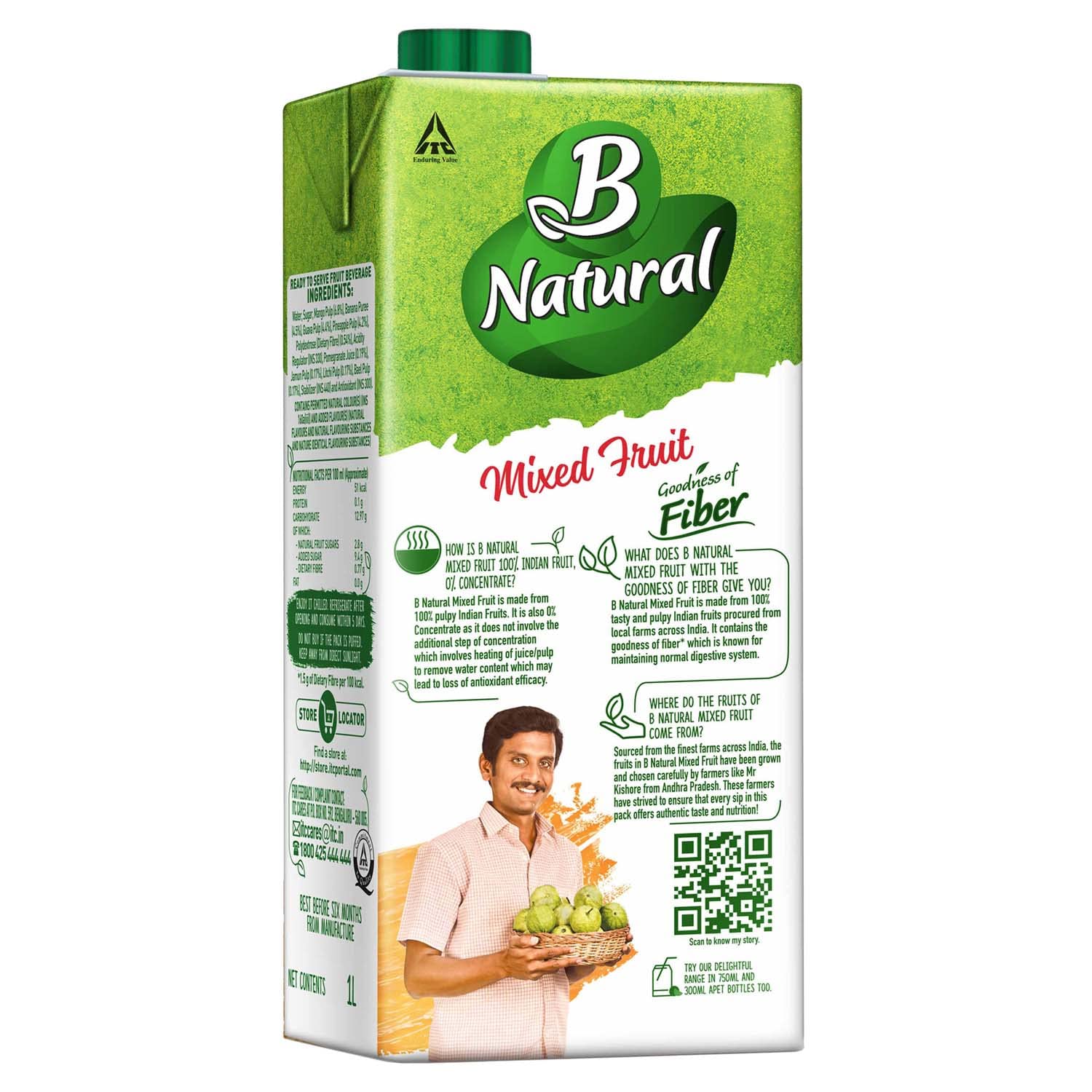 B Natural Mixed Fruit+ Juice, Supports Immunity & Goodness of Fiber, 1 litre – view 2
