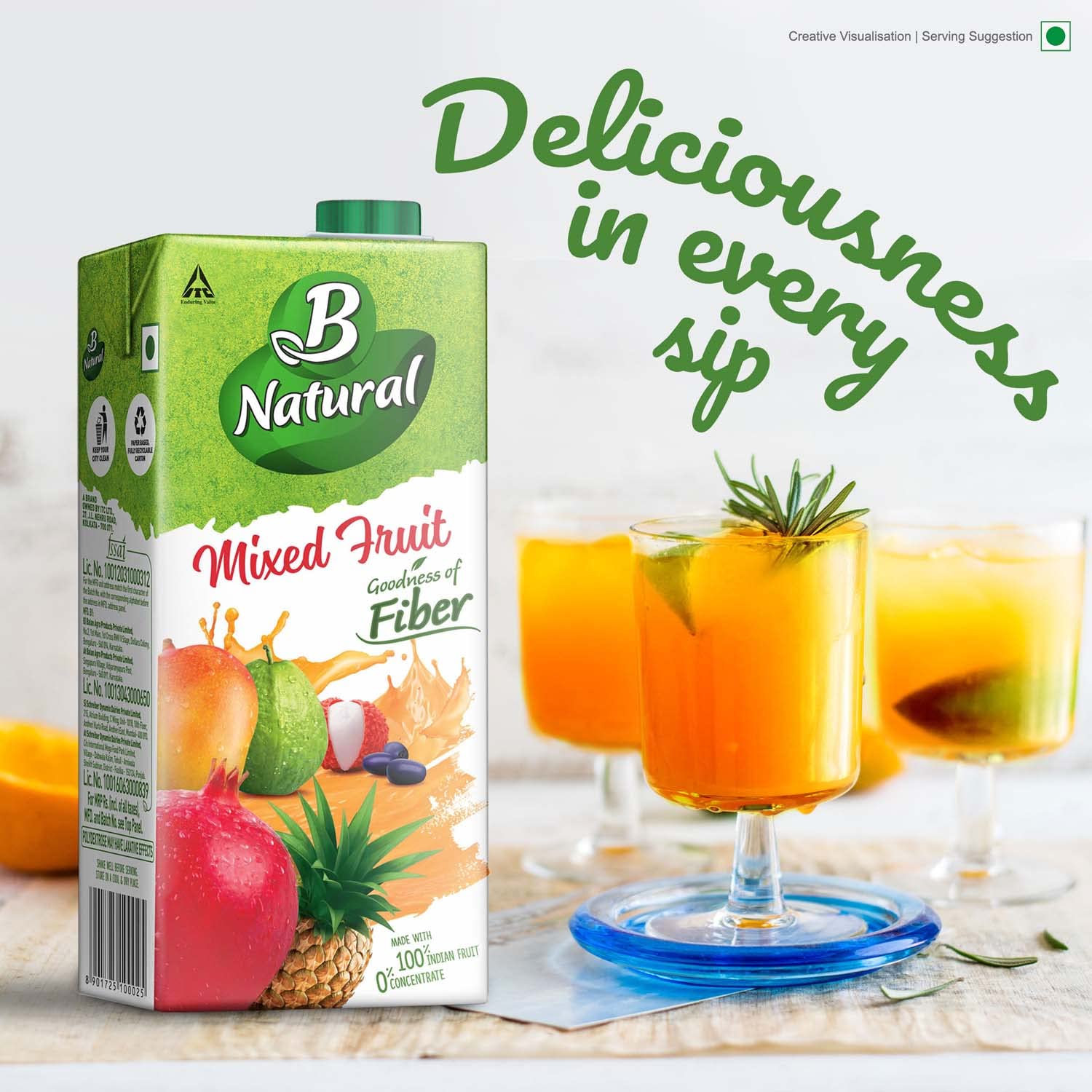 B Natural Mixed Fruit+ Juice, Supports Immunity & Goodness of Fiber, 1 litre – view 5