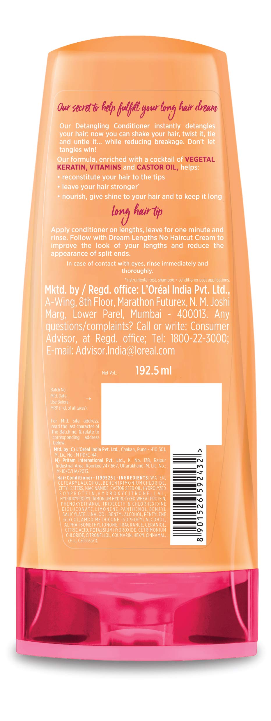 L'Oréal Paris Conditioner, Nourishes, Repair & Shine, For Long and Lifeless Hair, Dream Lengths, 180ml – view 7