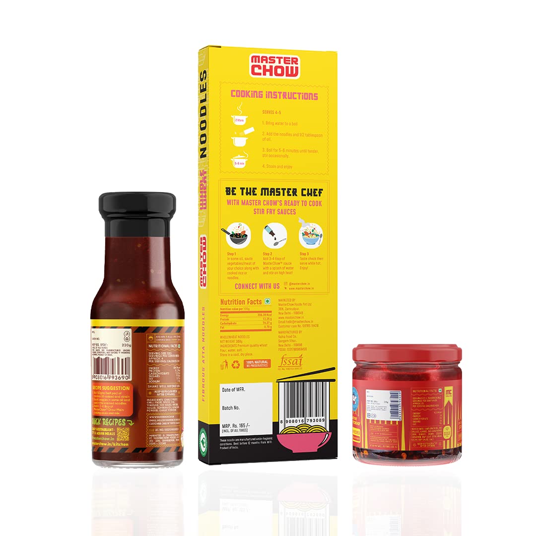 MasterChow Chilli Chowmein Pack: Indo-Chinese Chowmein Sauce with Whole Wheat Noodles & Spicy Chilli Oil – view 2