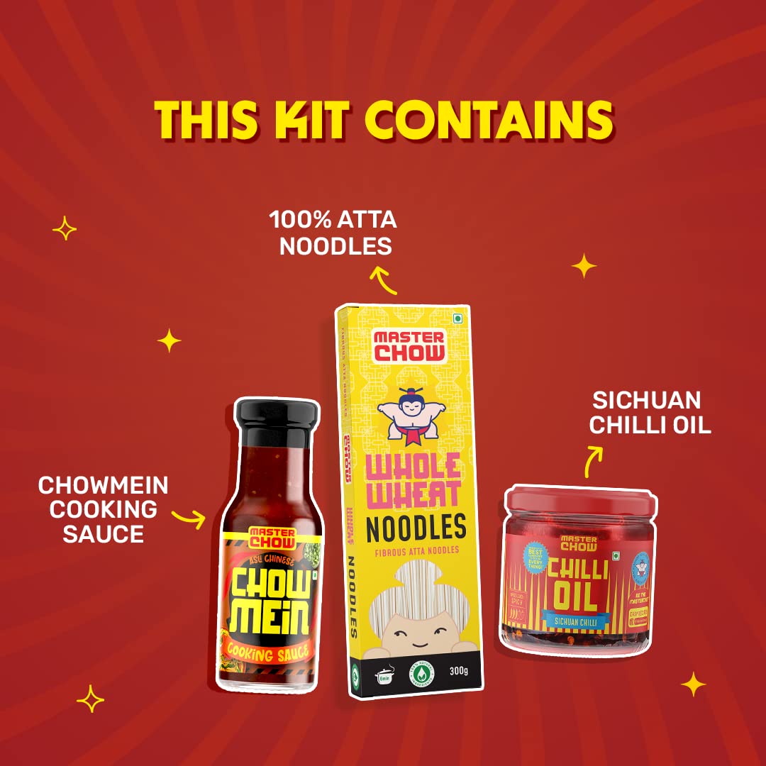 MasterChow Chilli Chowmein Pack: Indo-Chinese Chowmein Sauce with Whole Wheat Noodles & Spicy Chilli Oil – view 3