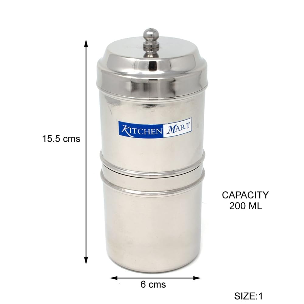 Kitchen Mart Stainless Steel South Indian Filter Coffee Drip Maker, Madras Kappi, Drip Decotion Maker 200ml Medium size (2-4 Cup) – view 2