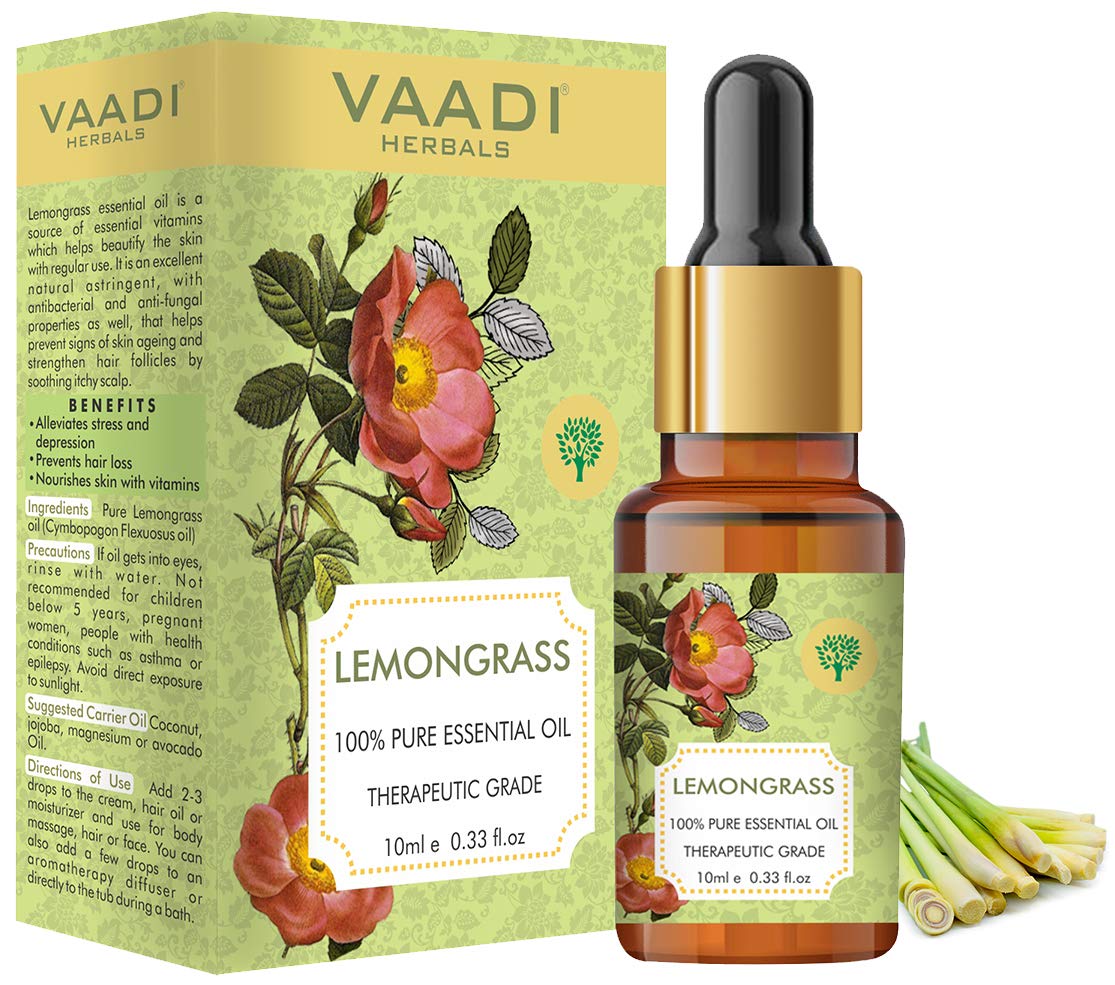 Vaadi Herbals 10 ml lemongrass essential oil front bottle view
