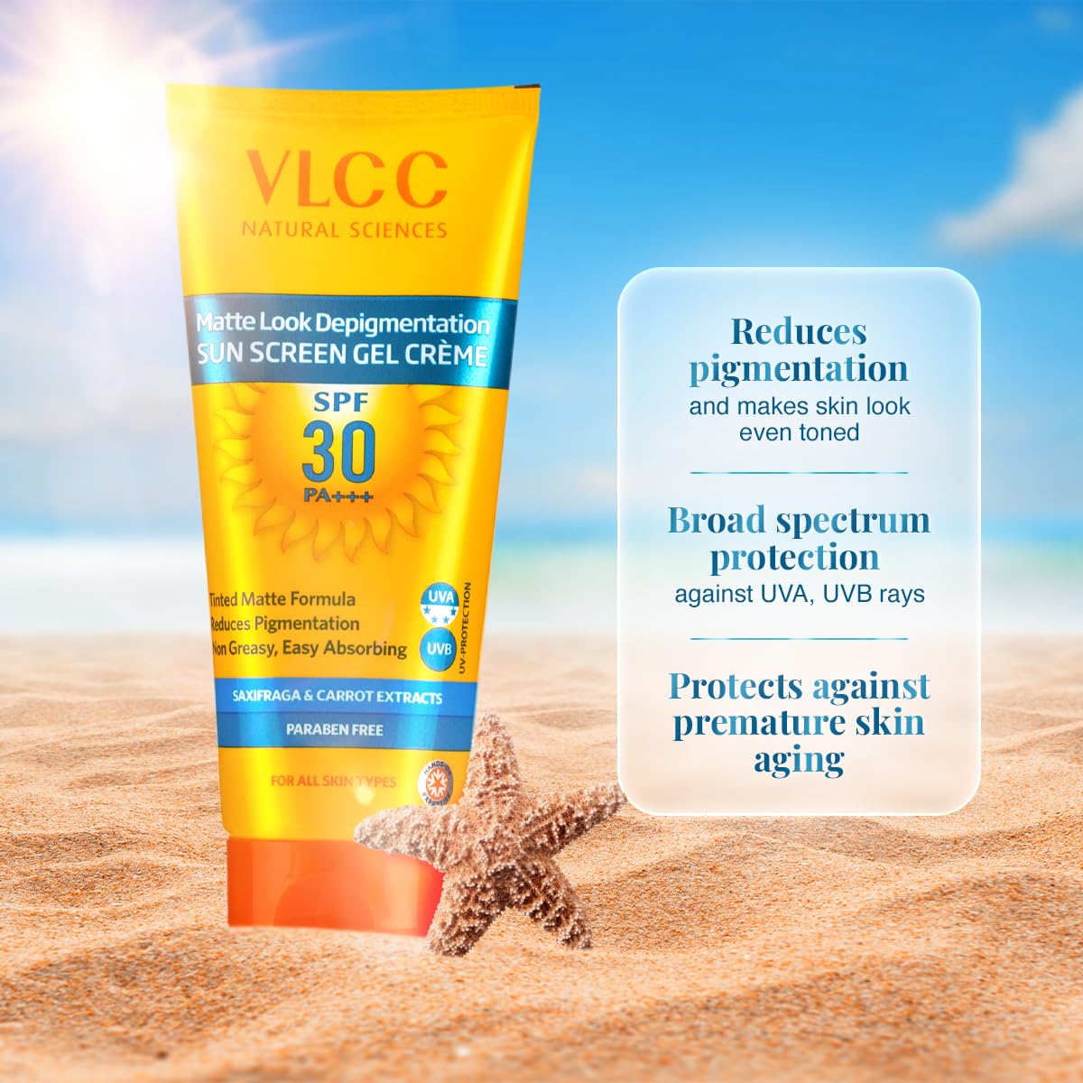 VLCC Matte Look Spf 30 PA ++ Sunscreen Gel Crème - 100g + 25g Extra - Helps Depigmentation, Non-Greasy Tinted Matte Formula with Broad Spectrum Protection. – view 3