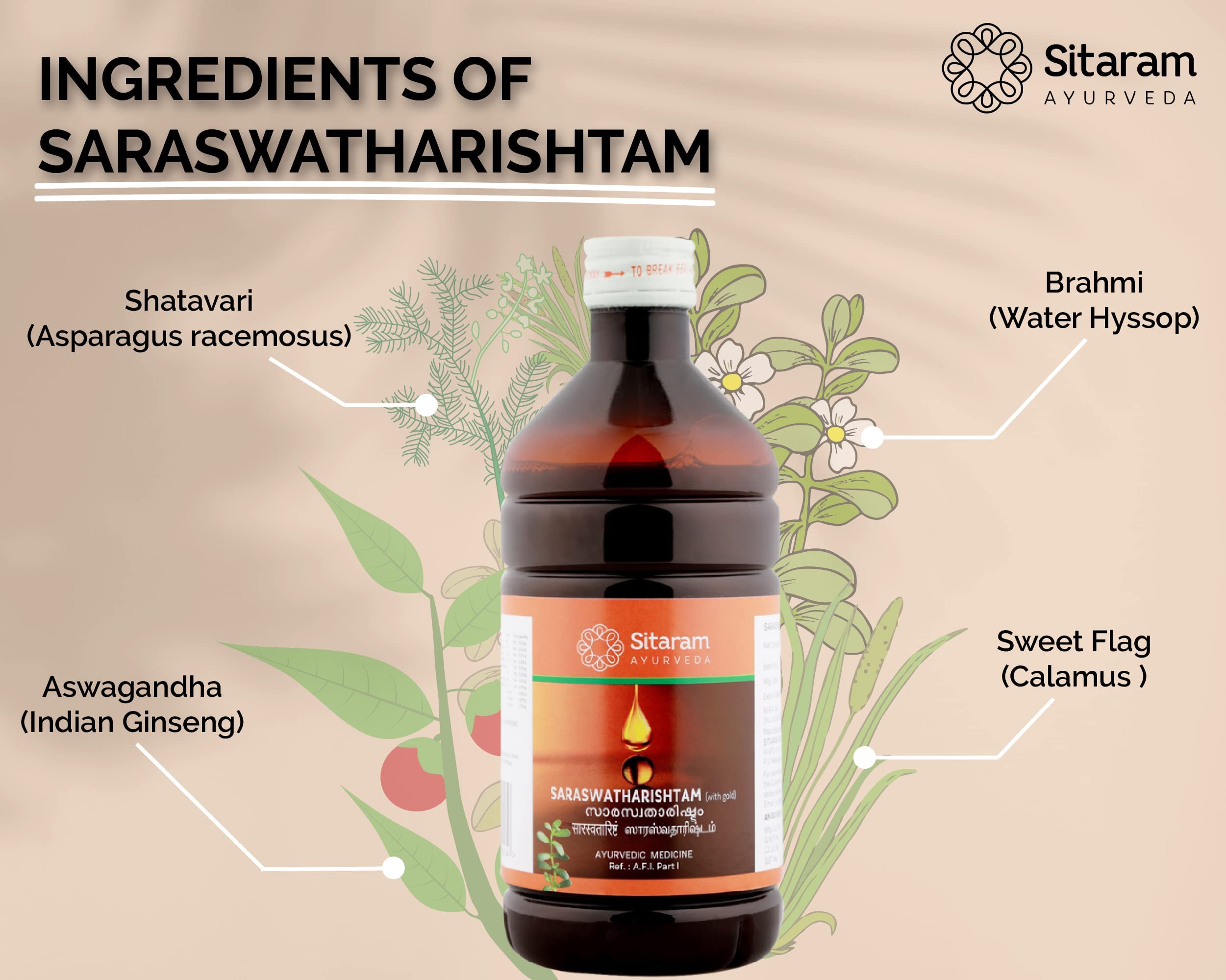 Sitaram Ayurveda Saraswatharishtam With Gold 200 ml – view 3