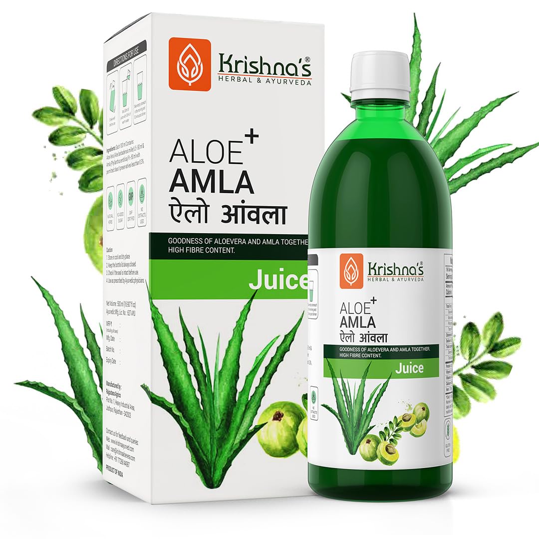 Krishna's aloe vera amla juice bottle for daily use