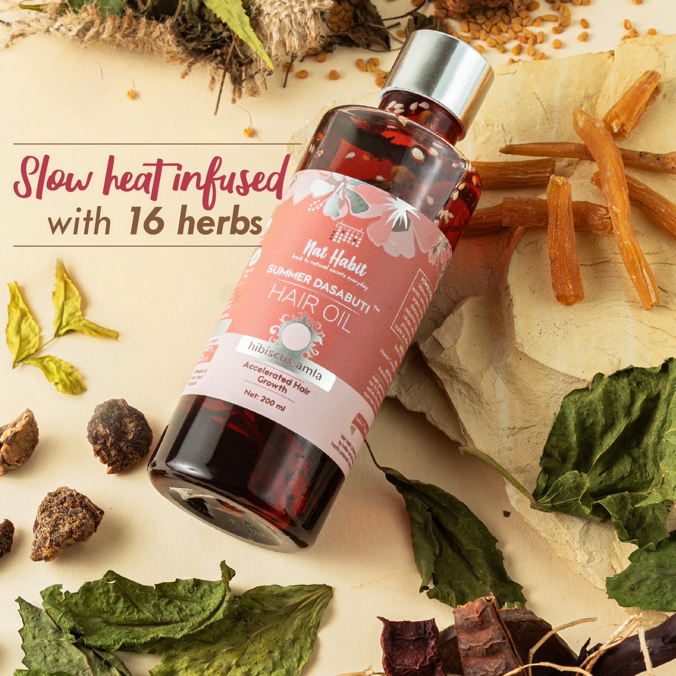 Nat Habit Hibiscus Amla Hair Oil For Men & Women, Helps In Hair Growth & Thickness, For dry and frizz Hair, No Paraffin, Mineral Oil, Preservatives & Chemicals, 100ml – view 6