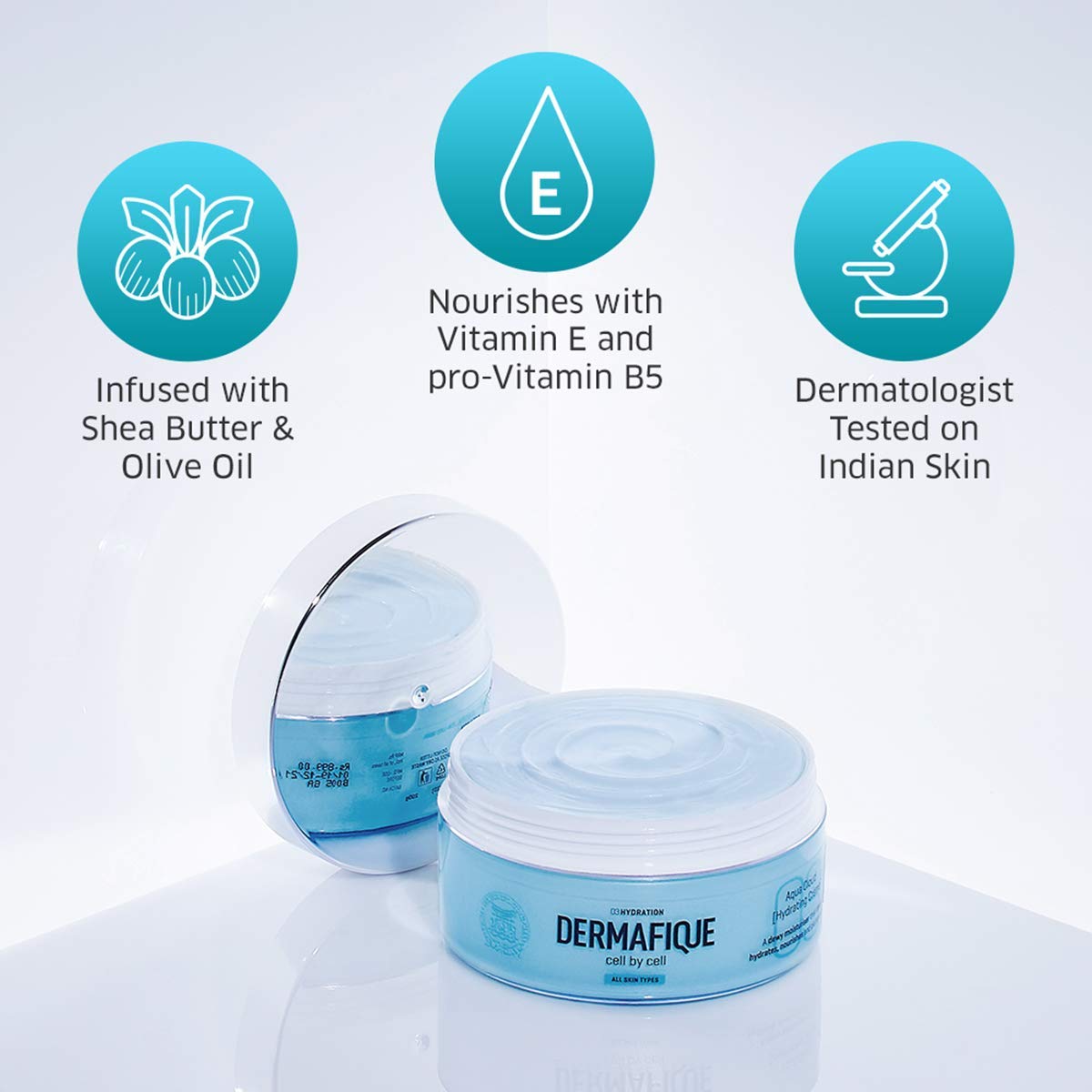 Dermafique Aqua Cloud Light Moisturising Crème, 200g for Normal, Oily, Dry and Combination Skin for Soft Hydrated Glowing Skin Face Cream with Vitamin E – view 6