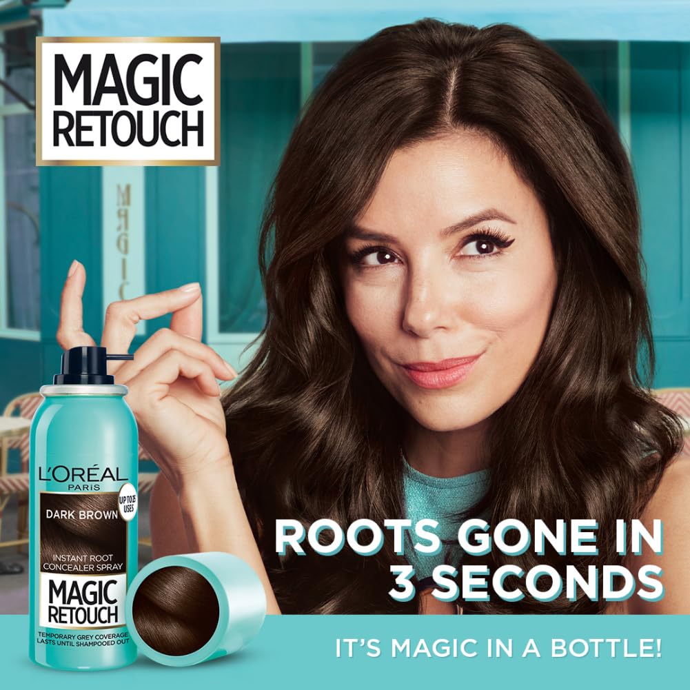 L'Oreal Paris Instant Root Concealer Spray, Ideal for Touching Up Grey Root Regrowth, Magic Retouch, 2 Dark Brown, 75ml – view 2