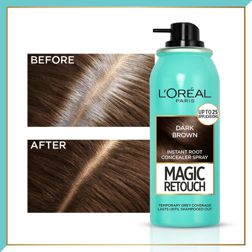 L'Oreal Paris Instant Root Concealer Spray, Ideal for Touching Up Grey Root Regrowth, Magic Retouch, 2 Dark Brown, 75ml – view 4