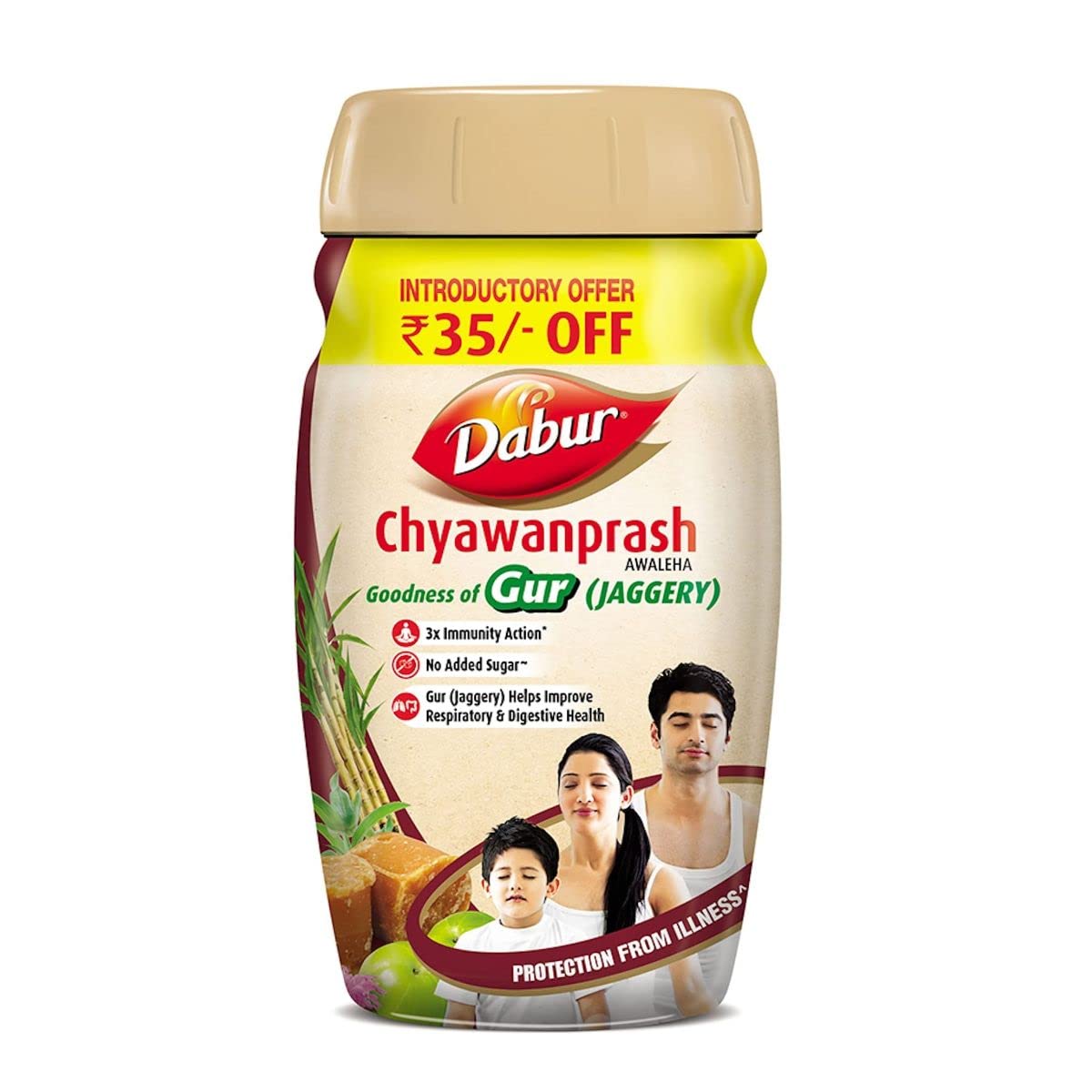 Front pack of Dabur Chyawanprash Awaleha 900g with jaggery