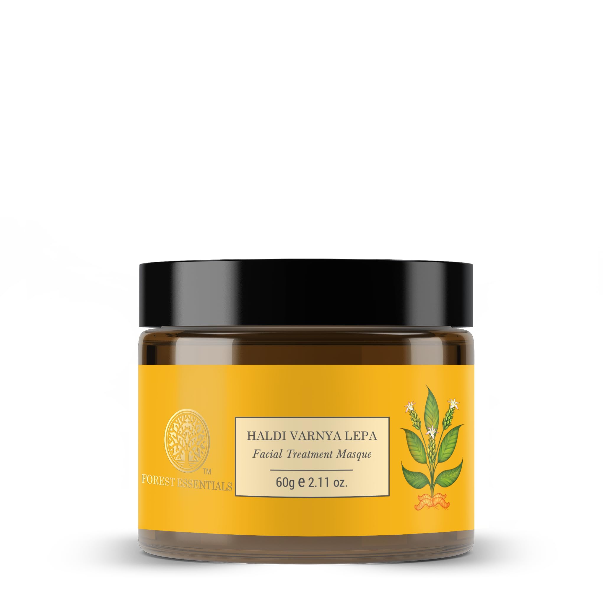 Forest Essentials Haldi Vernya turmeric face pack in cream jar