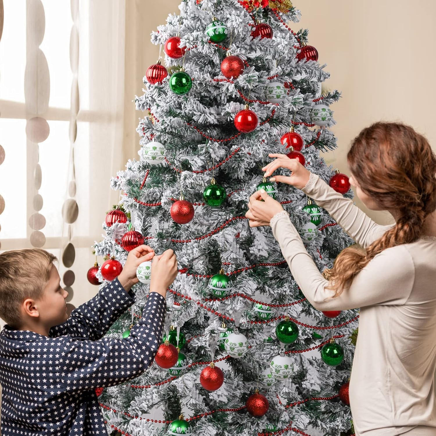 TIED RIBBONS Christmas Decoration Balls Set 44 Pcs (Multi, 7.6 cm & 3.5 cm) for Christmas Tree Decoration Hanging Ornaments Props Xmas - Christmas Tree Decoration Items for Home Office Church Décor – view 3