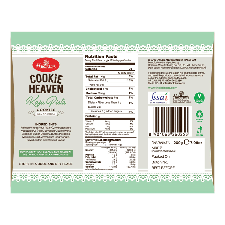 Haldirams Cookie Heaven Kaju Pista Cookies, 200 G – view 2