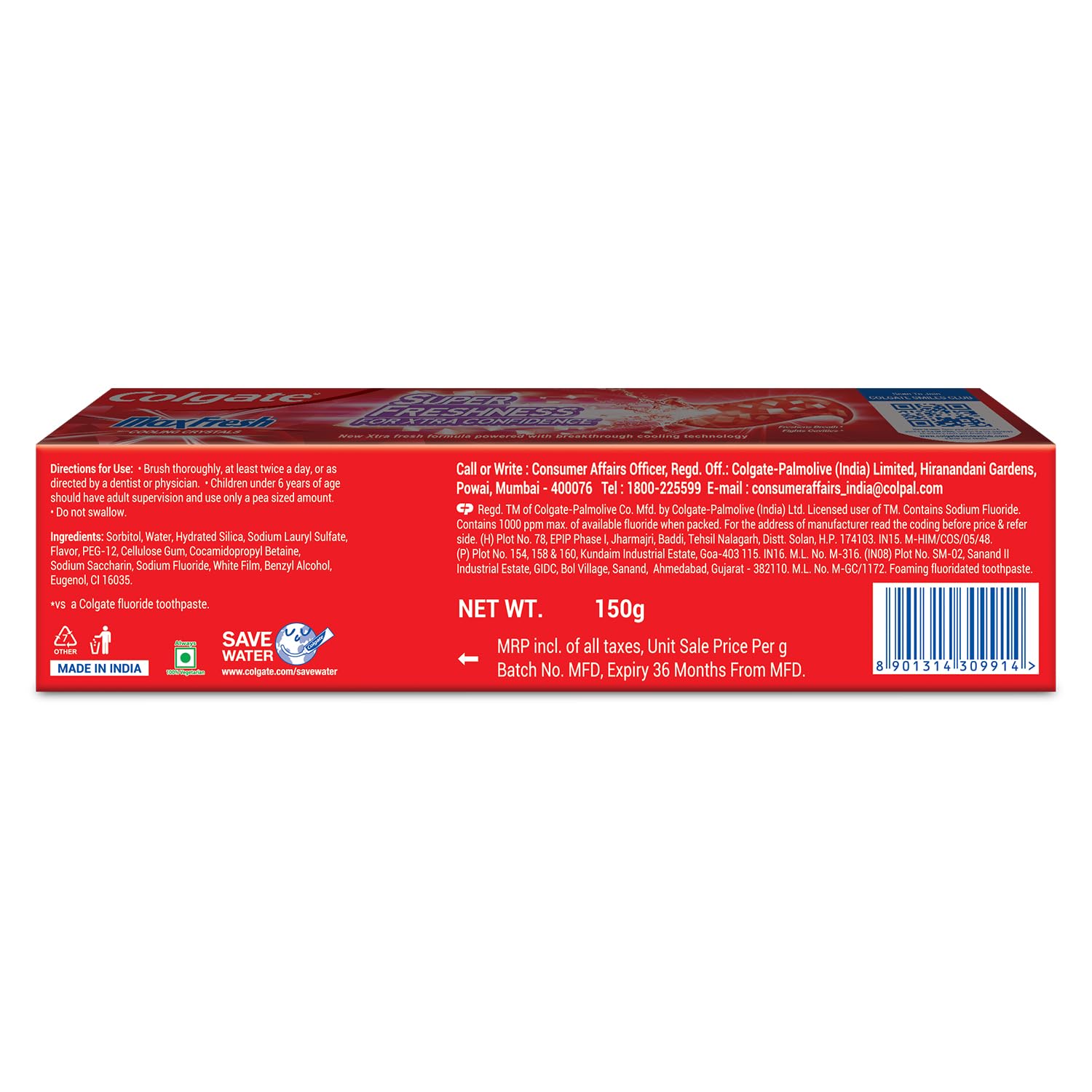 Colgate MaxFresh 150g Bad Breath Treatment Toothpaste, Red Gel Paste with Menthol for Super Fresh Breath – view 7