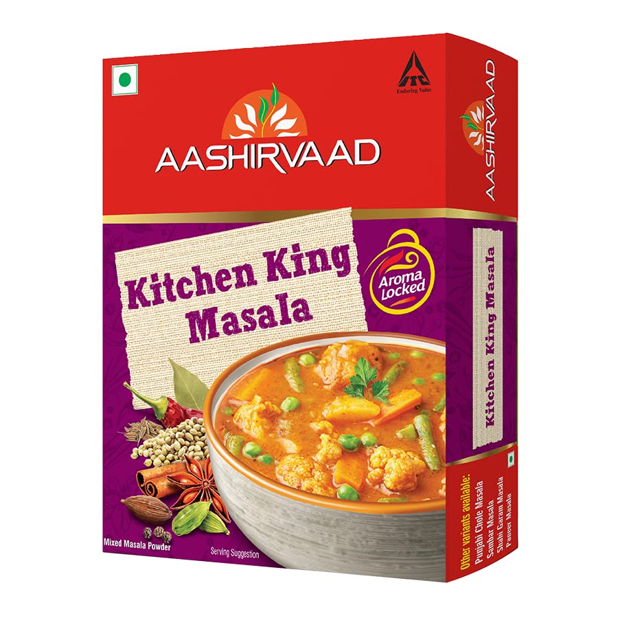 Front view of Aashirvaad Kitchen King Masala 100g pack