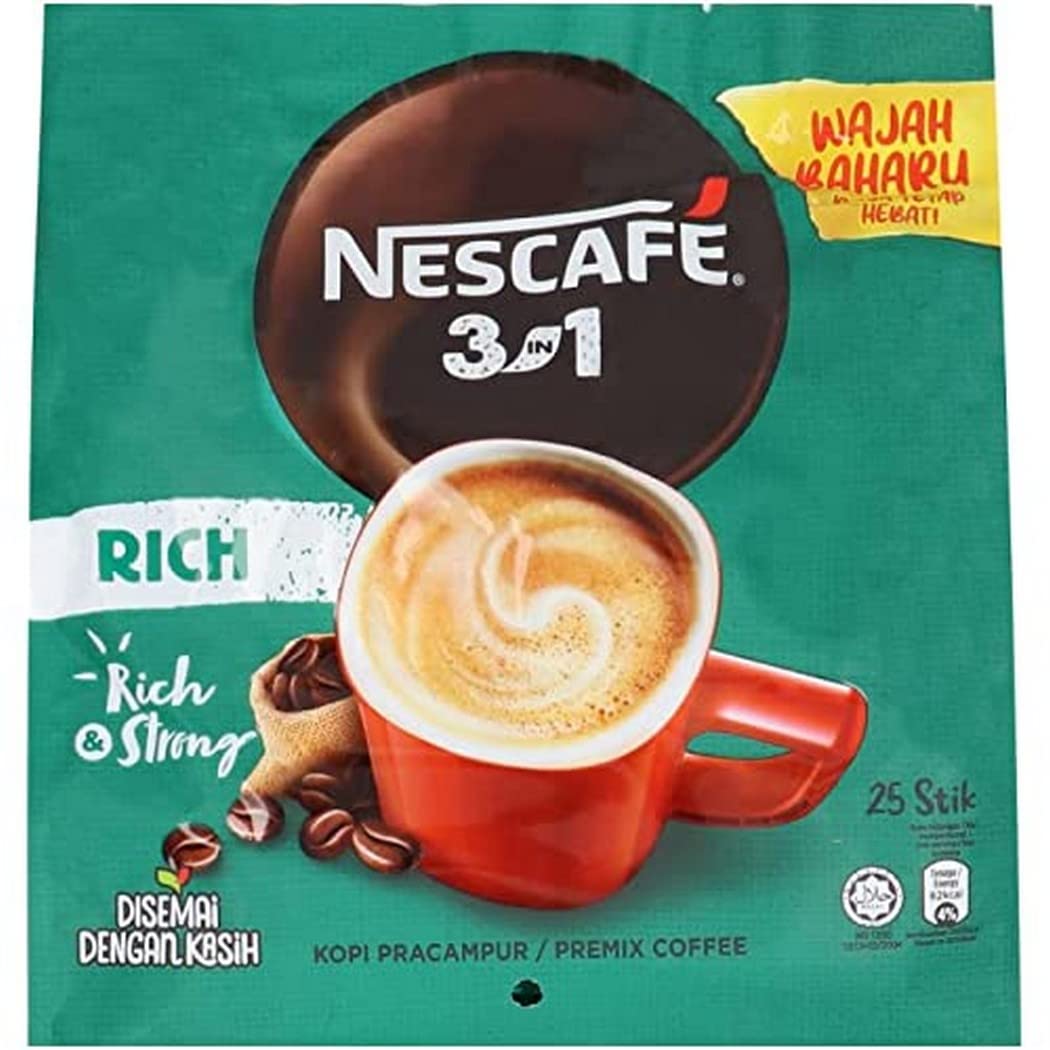 Nescafe rich premix coffee bag showing 25 instant coffee sticks