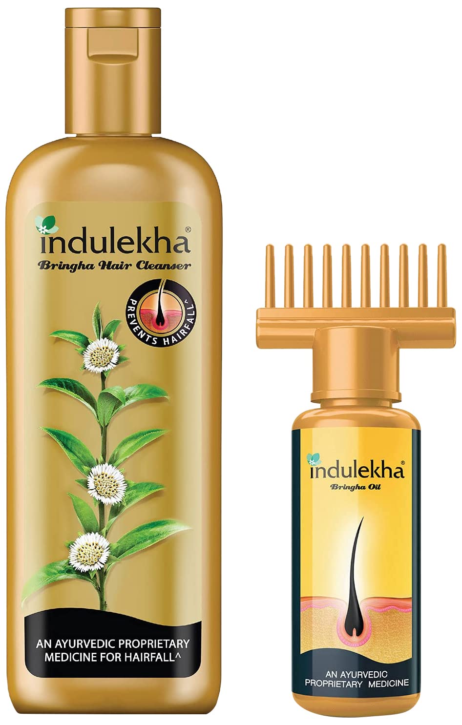 Comb applicator hair oil with Bringha shampoo pack