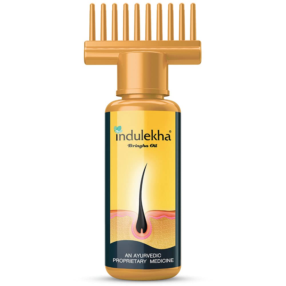 Indulekha Bringha Ayurvedic Hair Oil 100 ml, Hair Fall Control and Hair Growth with Bringharaj & Coconut Oil - Comb Applicator Bottle for Men & Women & Ayurvedic Shampoo 200 ml – view 2