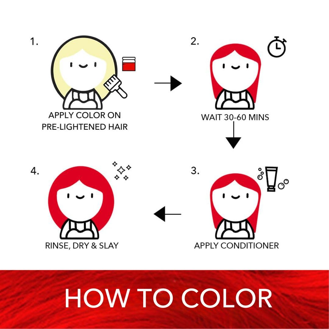 Paradyes Semi-permanent Rubra Red DIY Conditioner Based Hair Colour 120 gm and Lighten Up! Bleach Pack 30 Vol. for all Hair Types – view 5