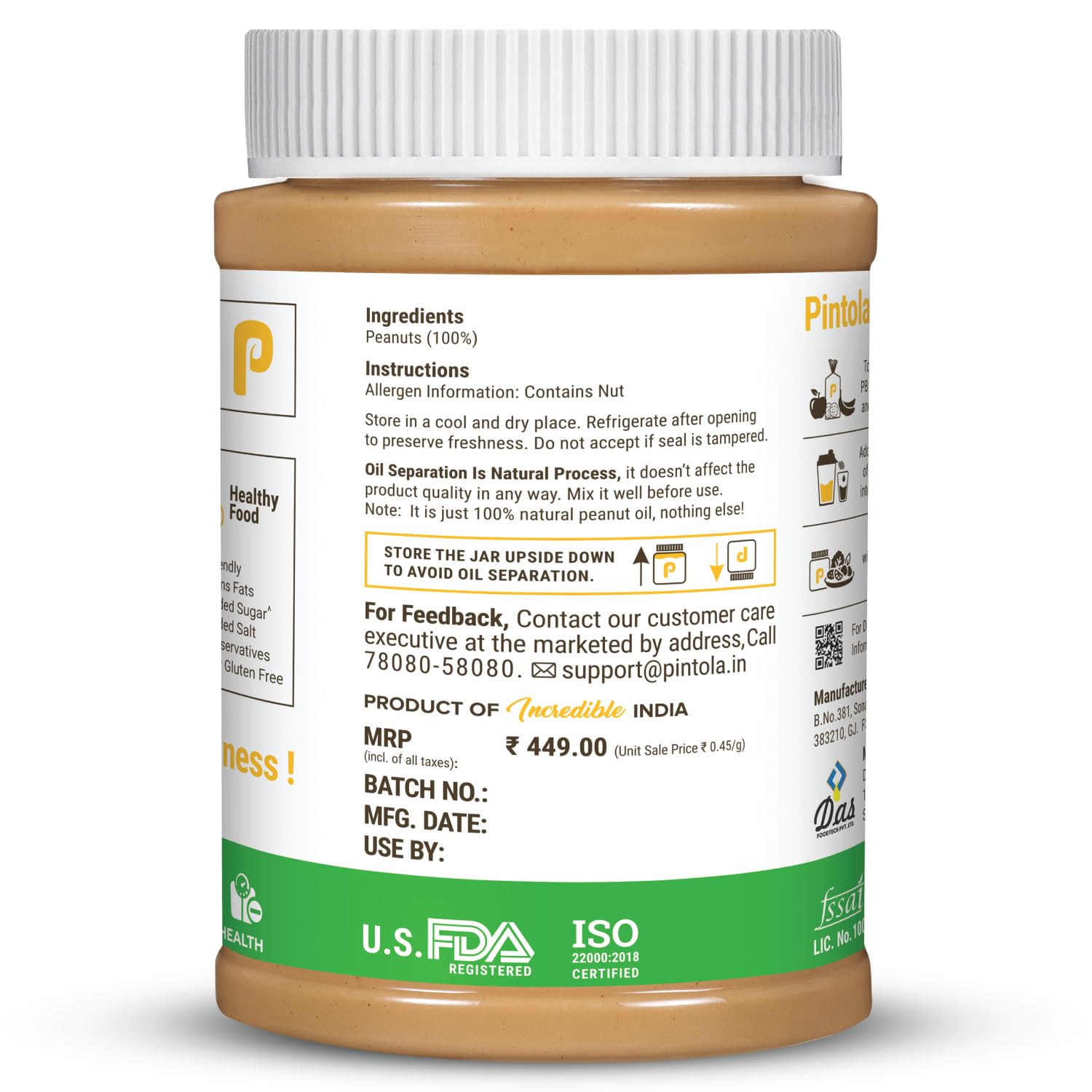 Pintola All Natural Peanut Butter Creamy 1kg – view 8