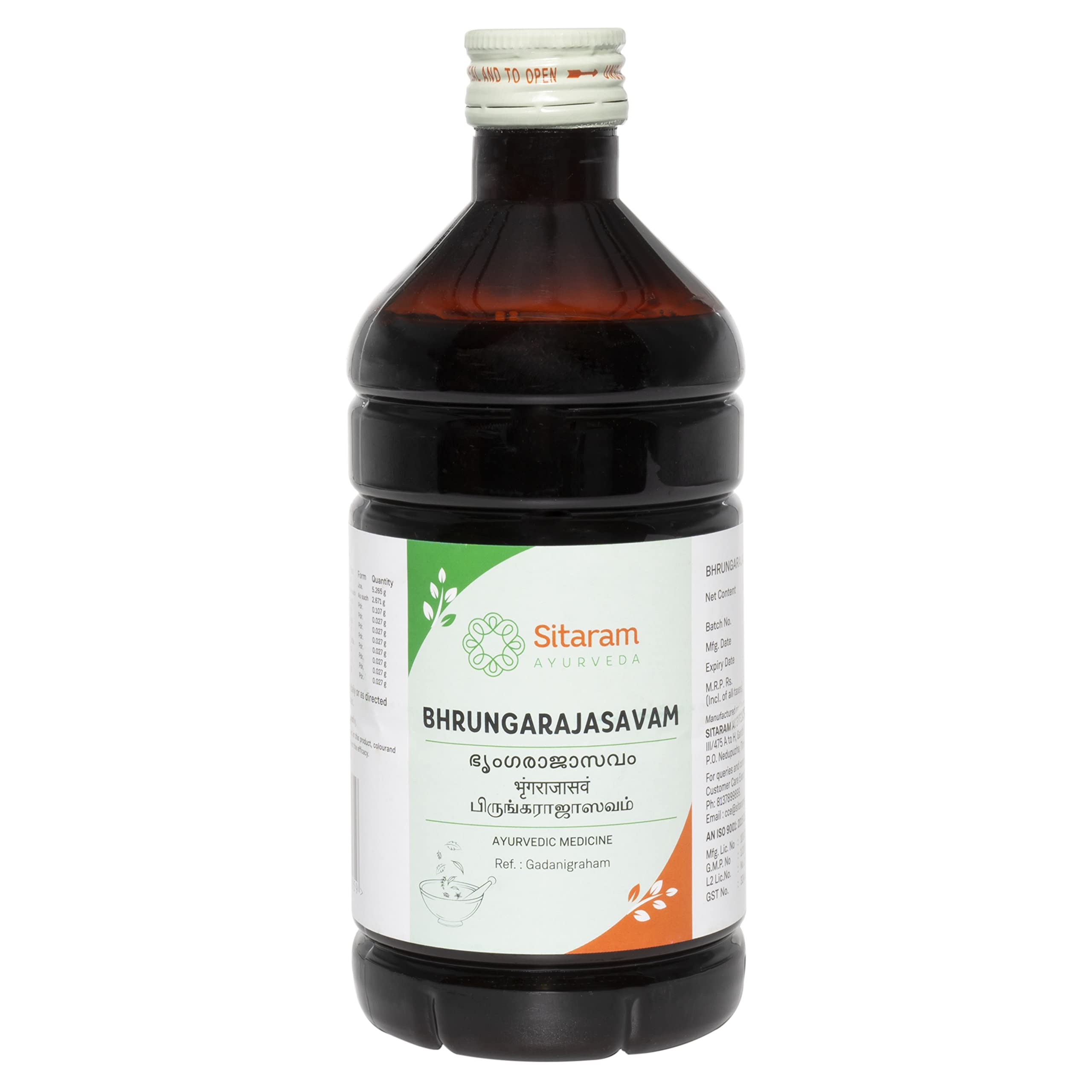 SITARAM Bhringrajasava Kerala Ayurvedic 450 ml bottle hero view