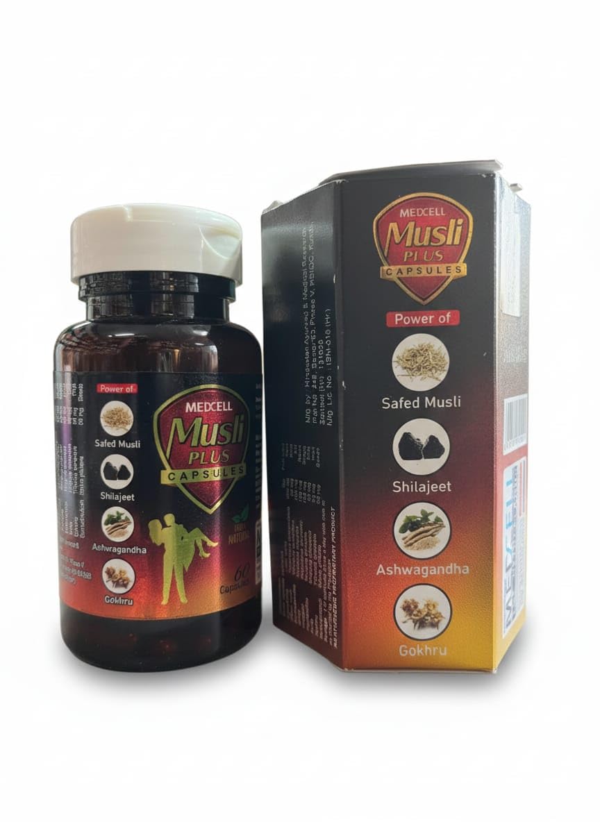 Musli Plus Capsules with Safed Musli, Shilajeet, Ashwagandha and Gokhru, Ayurvedic Stamina Booster, 60 Capsules, 100% Natural – view 2