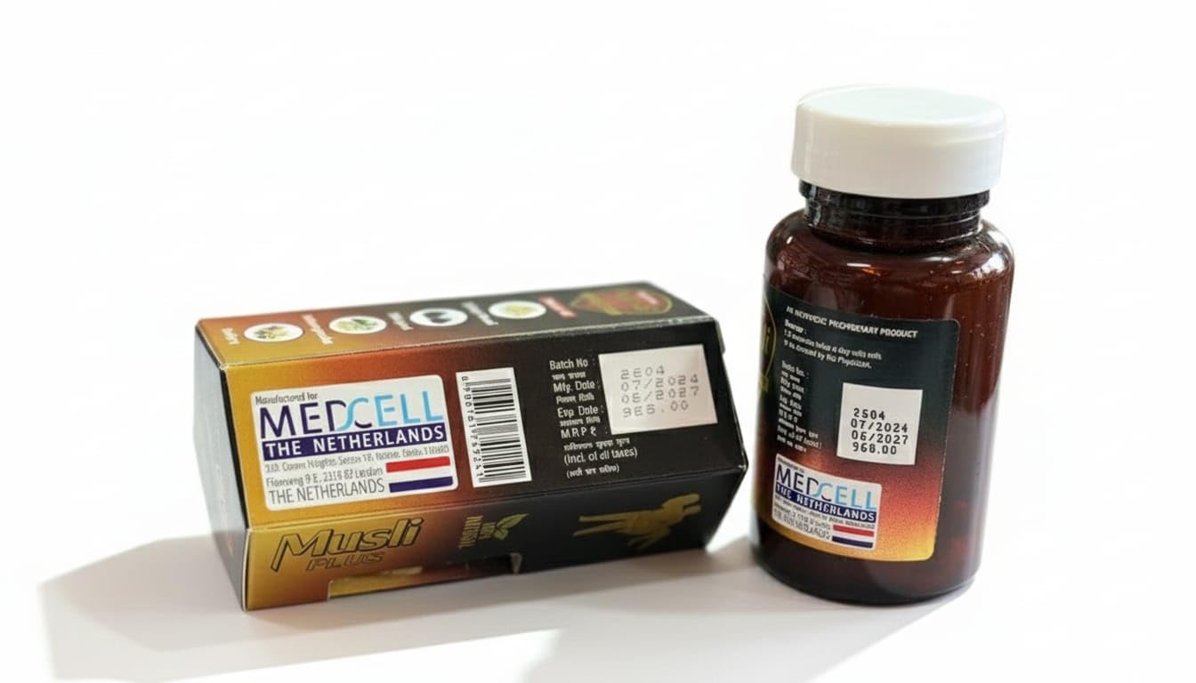 Musli Plus Capsules with Safed Musli, Shilajeet, Ashwagandha and Gokhru, Ayurvedic Stamina Booster, 60 Capsules, 100% Natural – view 3