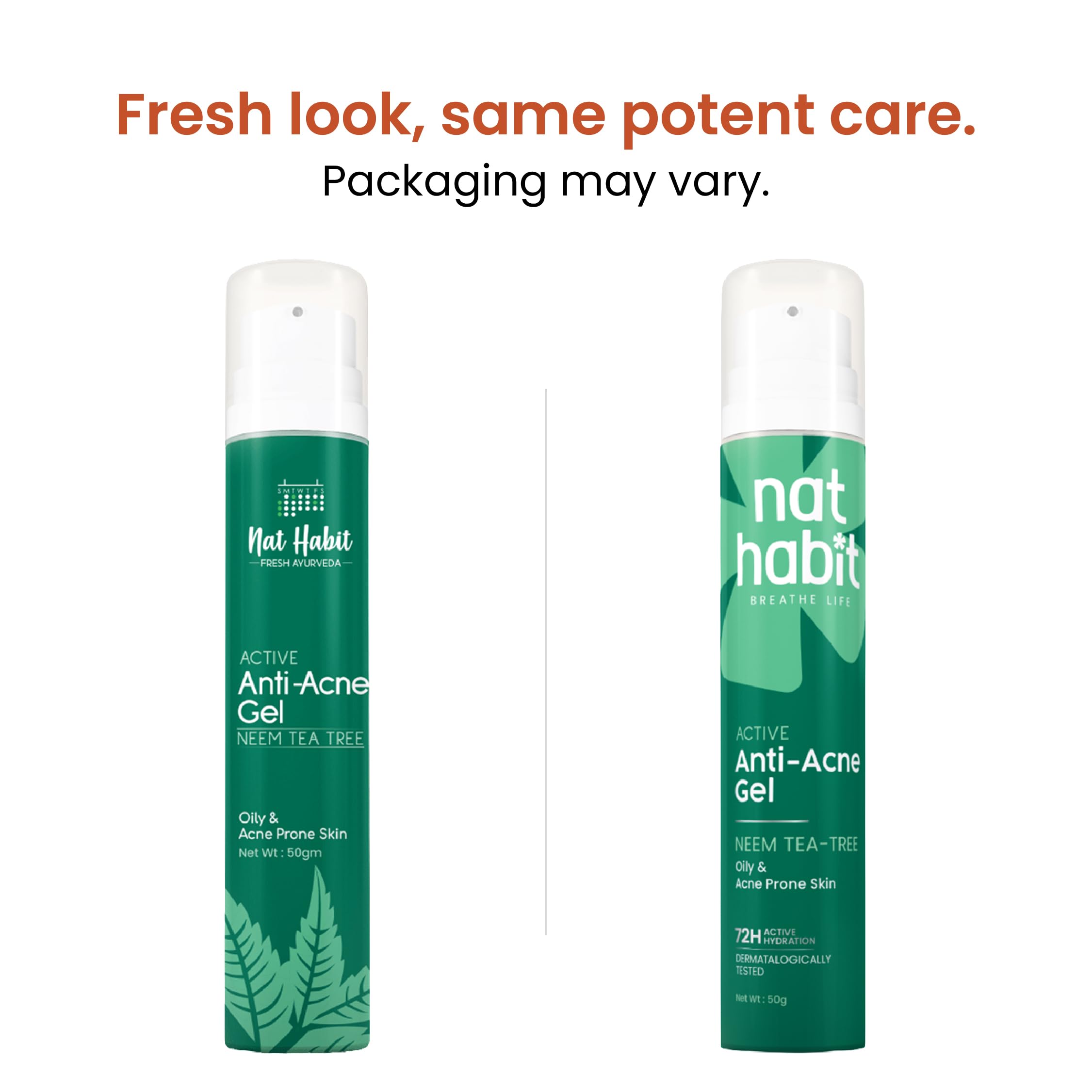 Nat Habit Active Face Gel, Anti-Acne Neem Tea-Tree For Oily & Acne Prone Skin With Vit-E, Vit C, Cooling, Soothing, SunBurn Healing & UV Protection, 50gm – view 2