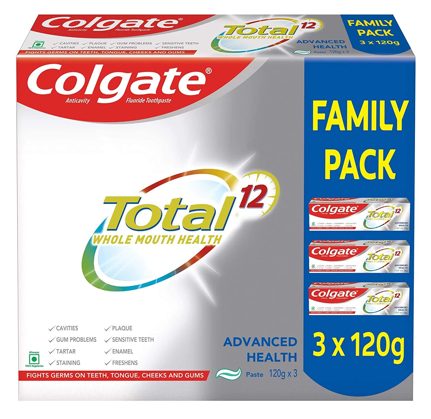 Colgate Total 360g antibacterial toothpaste saver pack front view