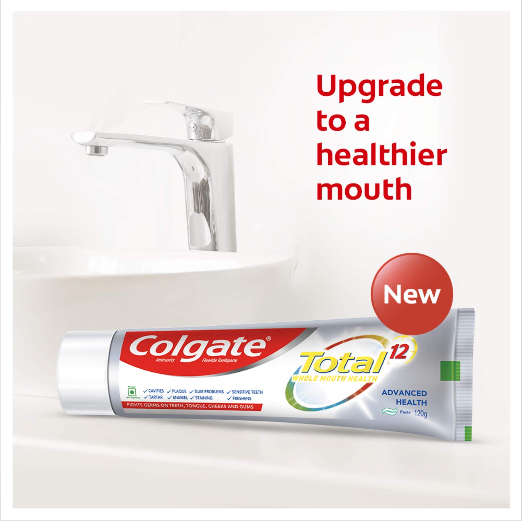 Colgate Total Whole Mouth Health, Antibacterial Toothpaste, 360gm (Advanced Health, Saver Pack), Multicolour Oral Care – view 3