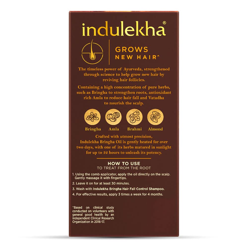 Indulekha Bringha, Ayurvedic Hair Oil, 50ml, for Hair Fall Control, with Amla & Coconut Oil, with Comb Applicator – view 2