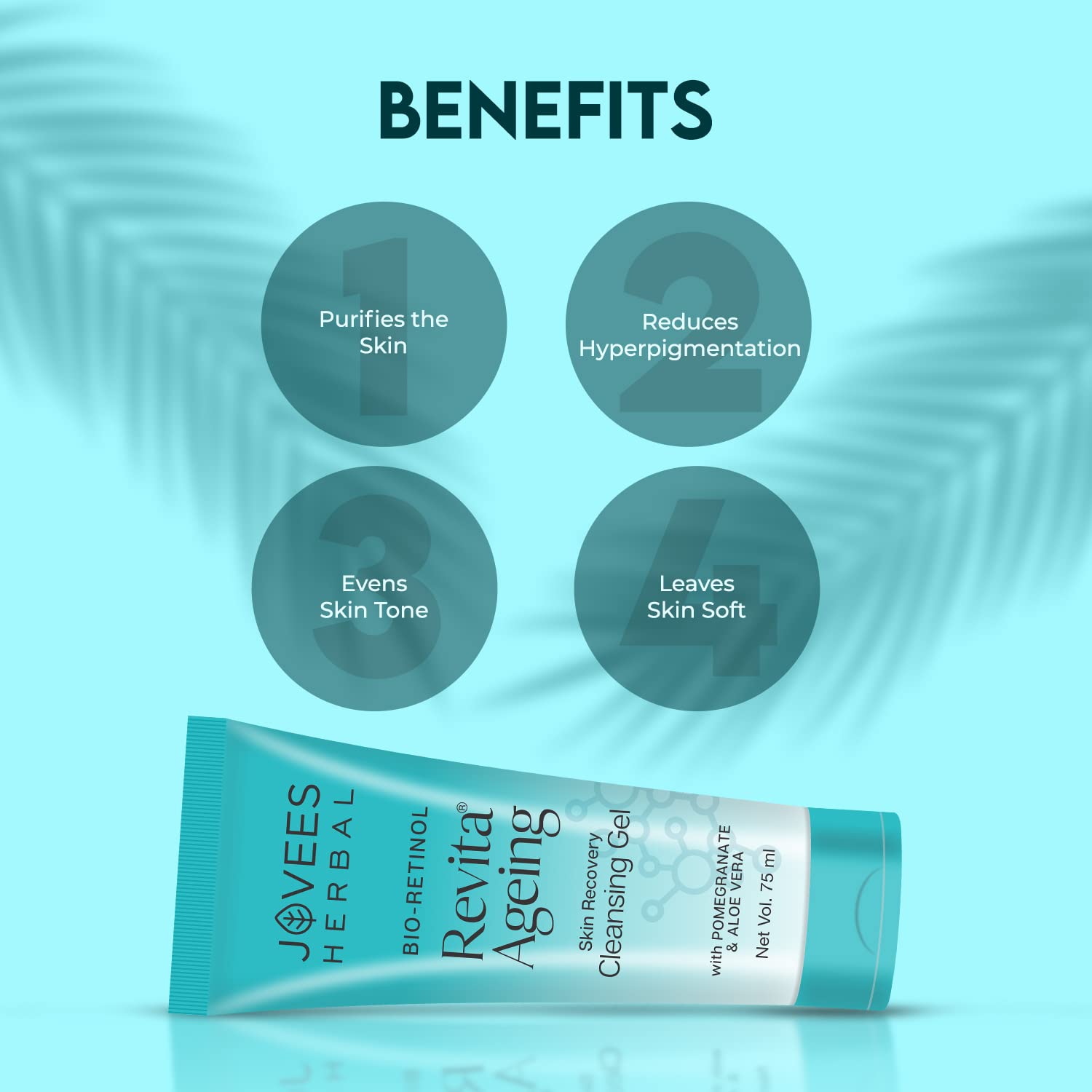 Jovees Herbal Bio-Retinol Revita Ageing Cleansing Gel To Reduce Fine Lines & Wrinkles 75ml – view 6