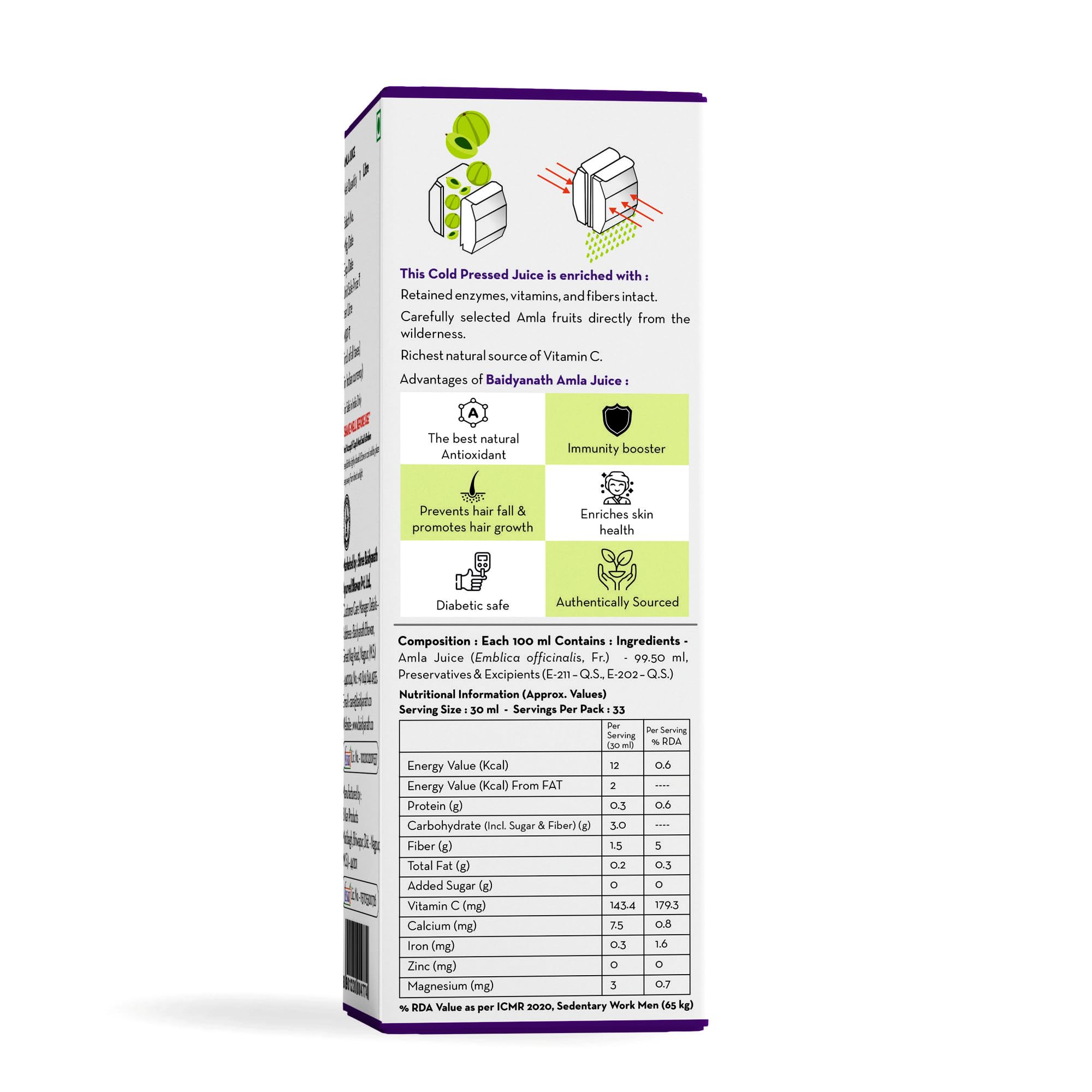 Baidyanath Asli Ayurved Amla Juice 1L - Cold-Pressed, Pure & Natural Amla Juice, Rich In Vitamin C, Supports Immunity & Digestion – view 6