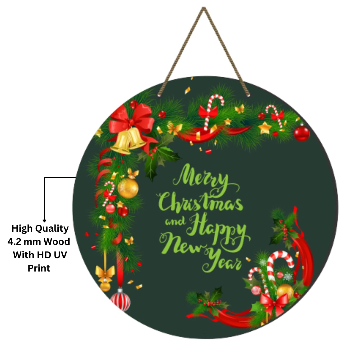 Webelkart Premium Merry Christmas and Happy New Year Printed Wall Hanging/Door Hanging for Home and Christmas Decorations Items (10 Inches) – view 3