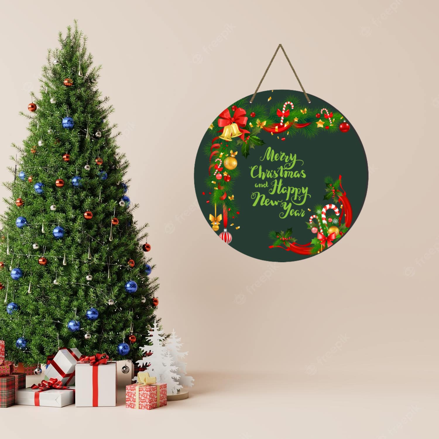 Webelkart Premium Merry Christmas and Happy New Year Printed Wall Hanging/Door Hanging for Home and Christmas Decorations Items (10 Inches) – view 5