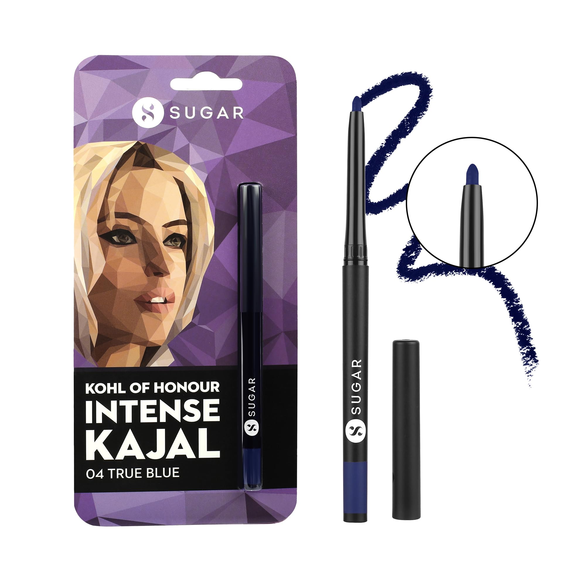 Retractable waterproof matte kajal pencil in True Blue